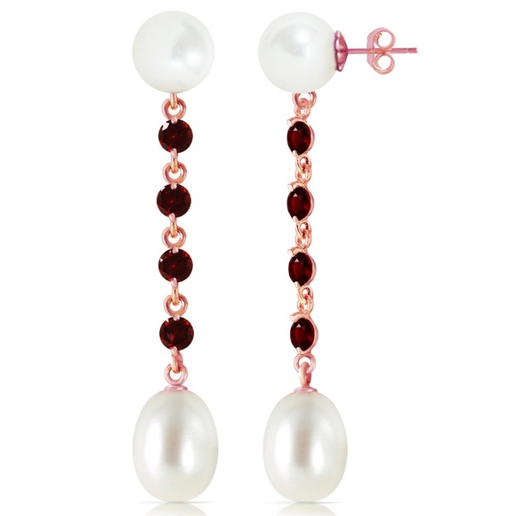 Galaxy Gold Products Jewelry - CHANDELIERS EARRINGS WITH GARNETS & PEARLS